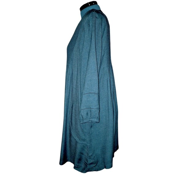 J.Jill Shift Dress Evergreen Oversized Pintuck Detail W/ Pockets Medium - Picture 3 of 6